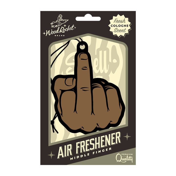 Wood Rocket Air Freshener Middle Finger Br