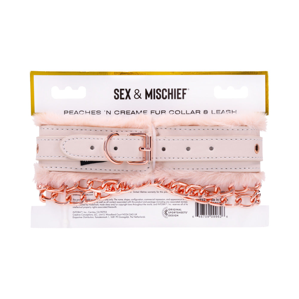 Sportsheets Sex & Mischief Peaches ‘n CreaMe Fur Collar & Leash