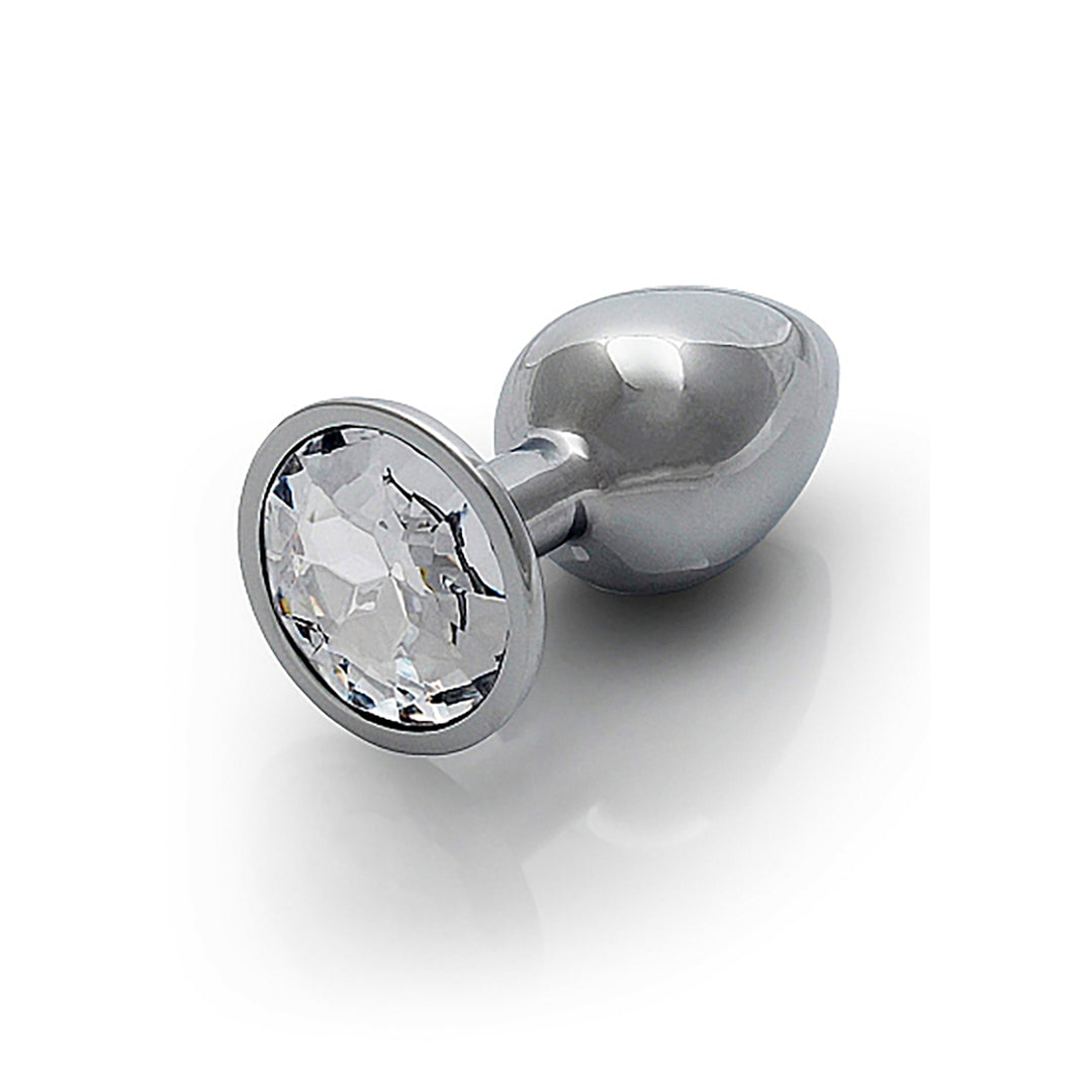 Shots Ouch! Round Gem Butt Plug Small - Silver/Diamond