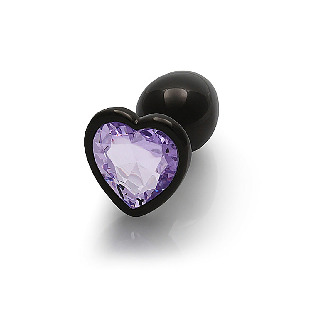 Shots Ouch! Heart Gem Butt Plug Small - Gunmetal/Amethyst