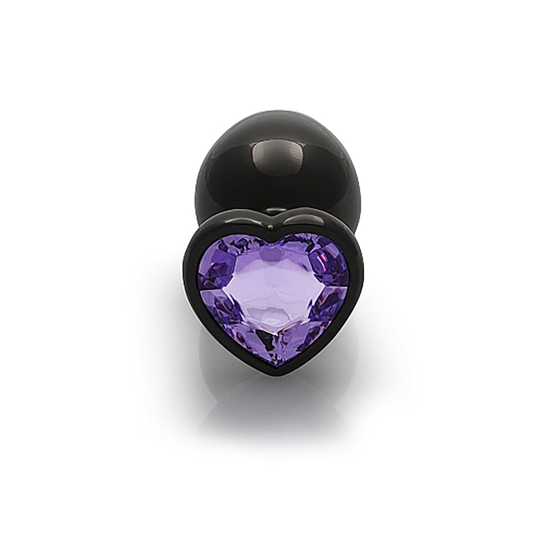 Shots Ouch! Heart Gem Butt Plug Large - Gunmetal/Amethyst